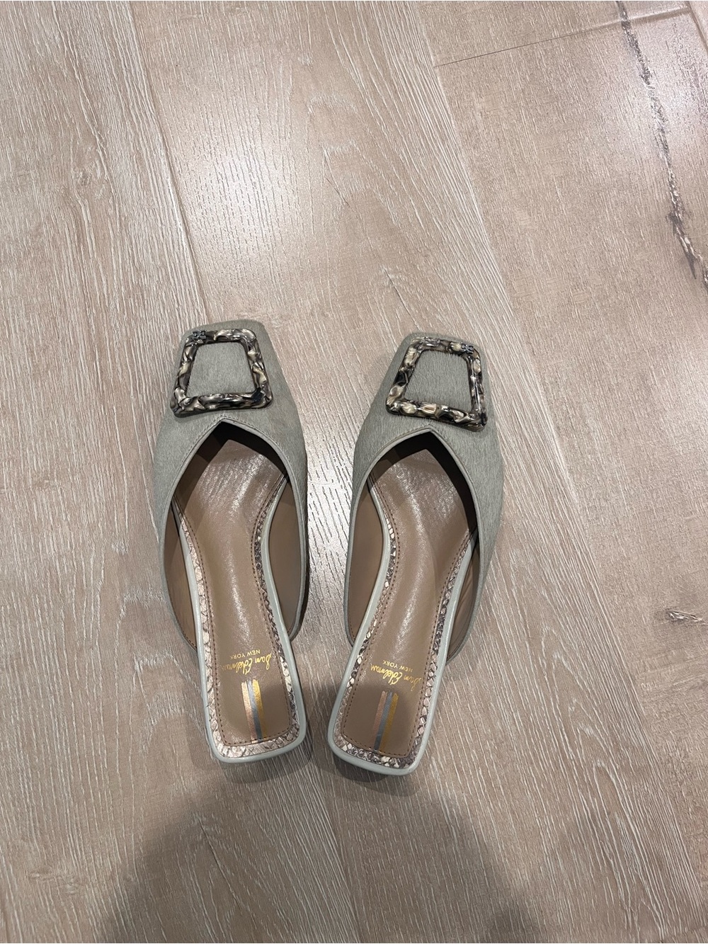 Sam Edelman Elegant Square-Toe Slip-On Flats in Sage - Picture 2 of 5